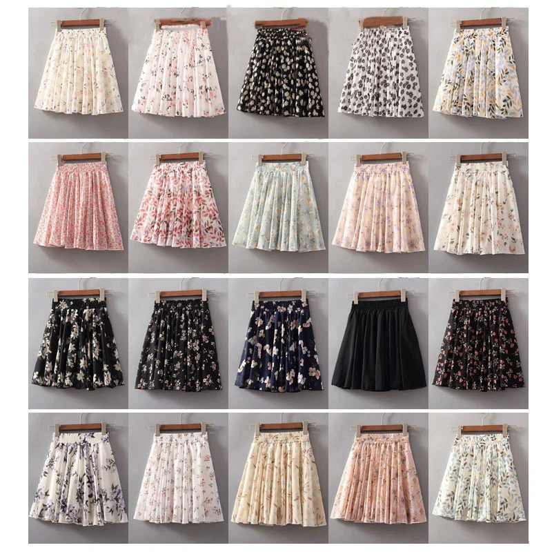 2022 summer new large swing skirt high waist chiffon half body anti-lighting hakama slim A-line short skirt umbrella skirt women