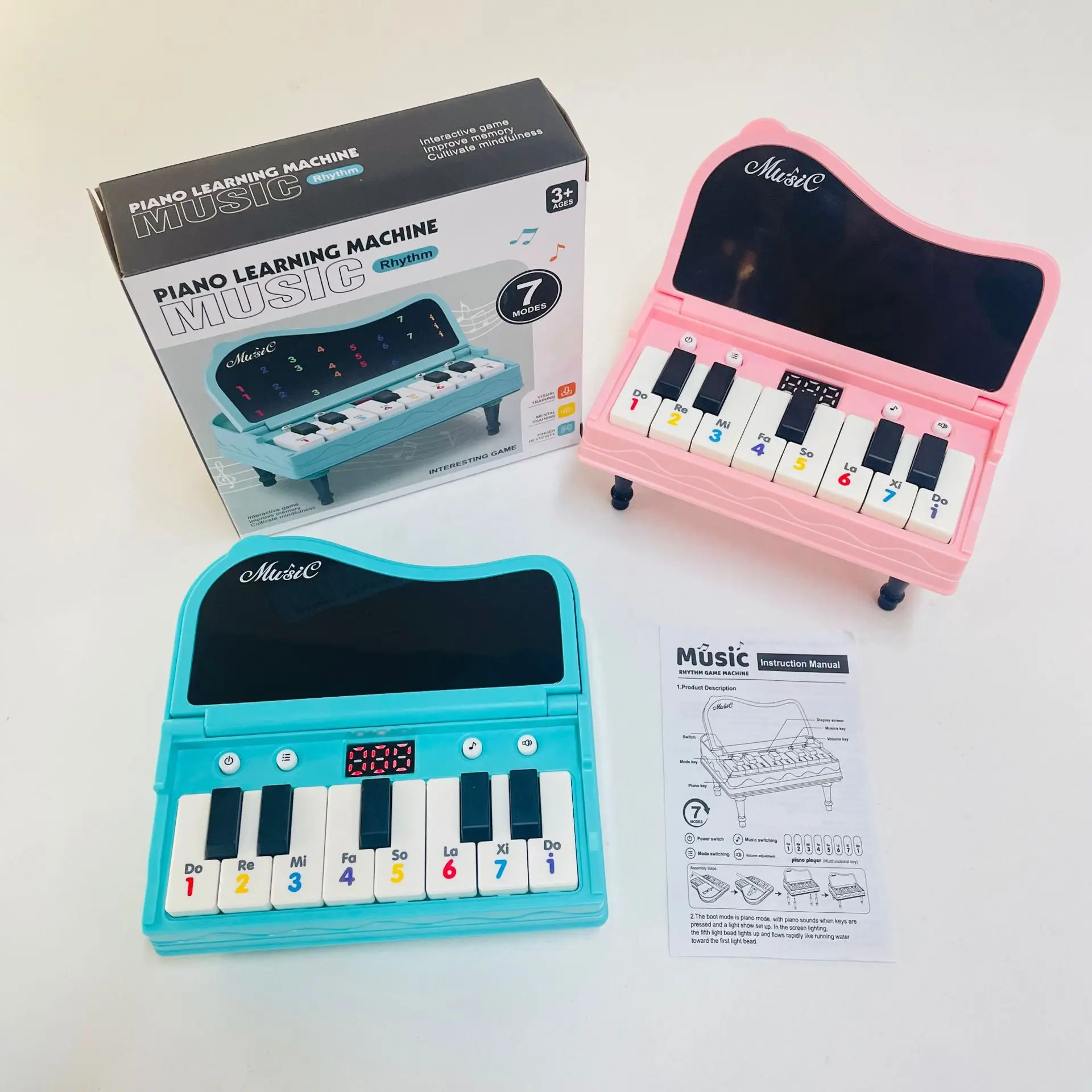 Handheld mini desktop piano, lighting music, electronic keyboard rhythm, and game console for passing levels