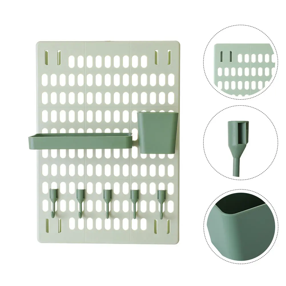 

1set Wall Mounted Plastic Pegboard Storage Rack Foldable Shelf Organizer for Bathroom Bedroom Kitchen Home Office Dorm Room