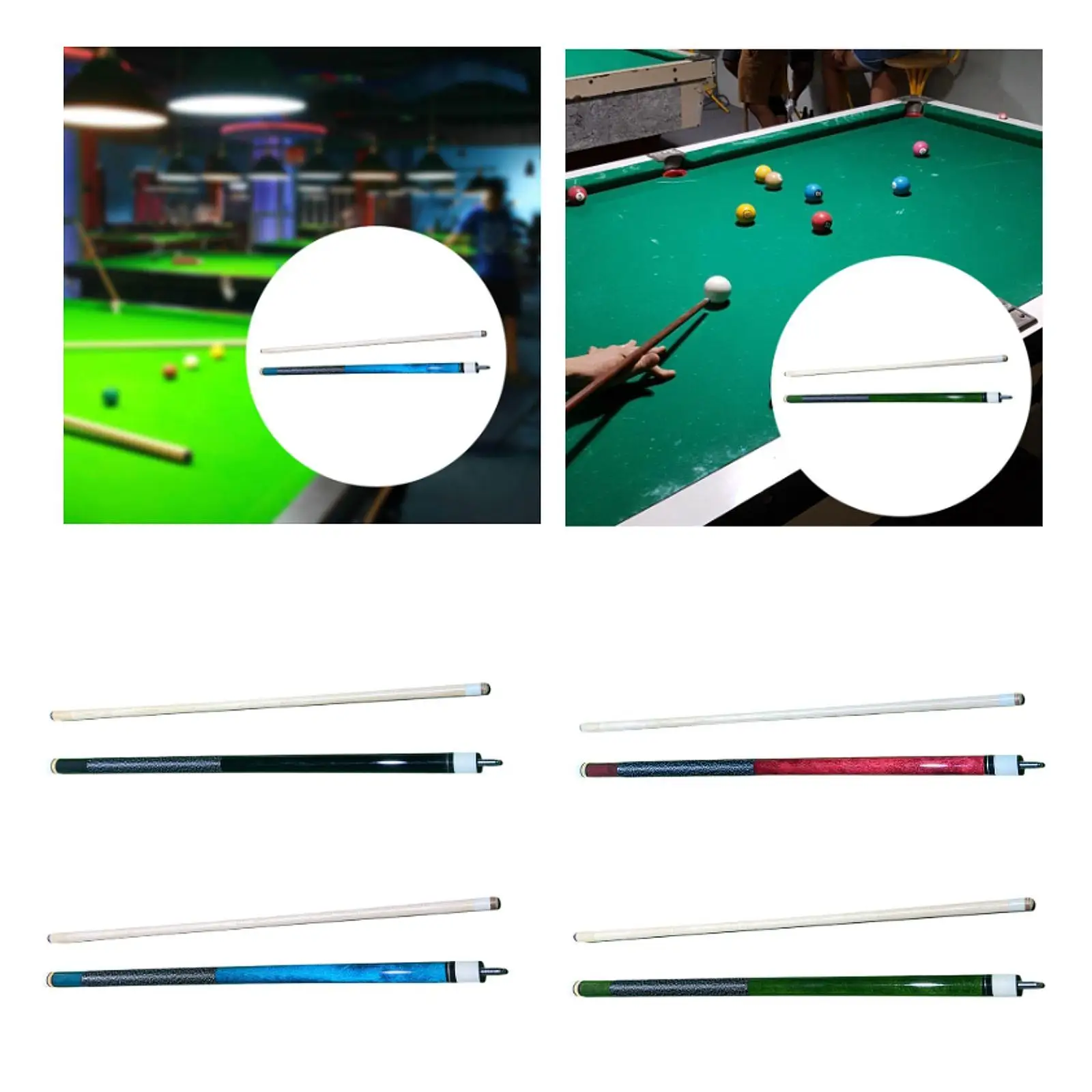 

1/2 Split Billiard Cue Pool Cue Wooden Professional Fashion Length 57" Practical Lightweight 13mm Tip for Starters