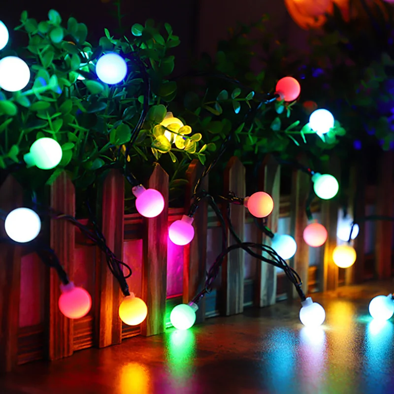 

5/7/12m Ball Garland Fairy Lights String Outdoor Lamp Christmas Lights Holiday Party Decoration Solar Light Outdoor Xmas