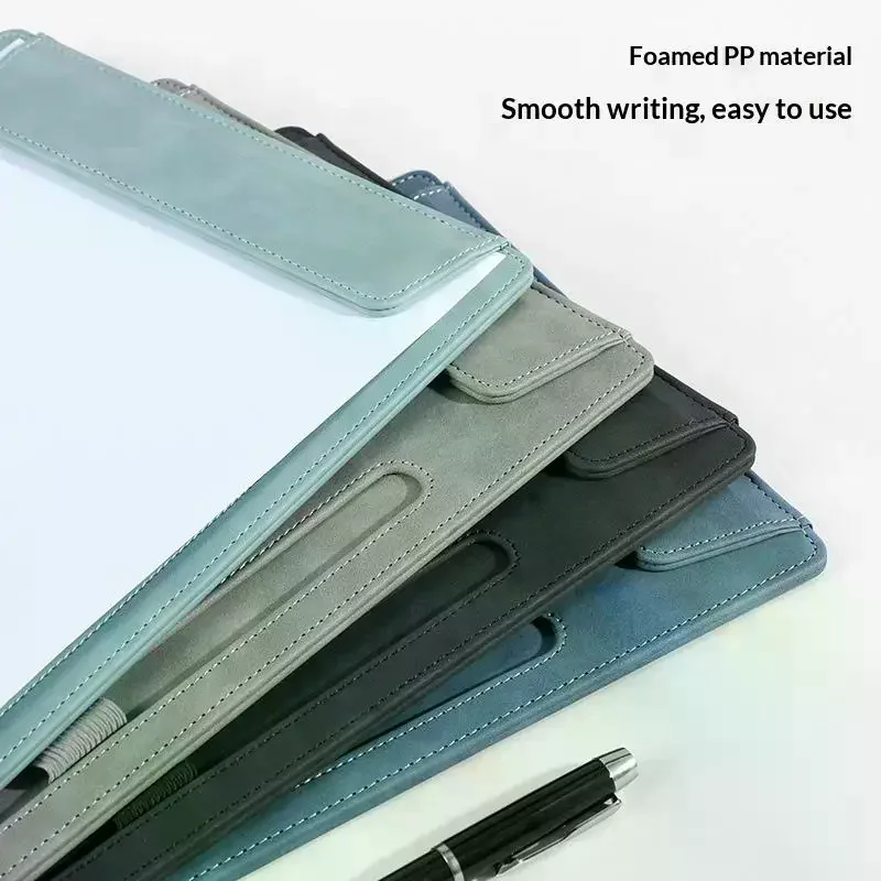 A4 Leather Clipboard Magnetic Absorption Silver Clip Manager Signature Pad Writing File Office Meeting Vintage Folder Menu Board