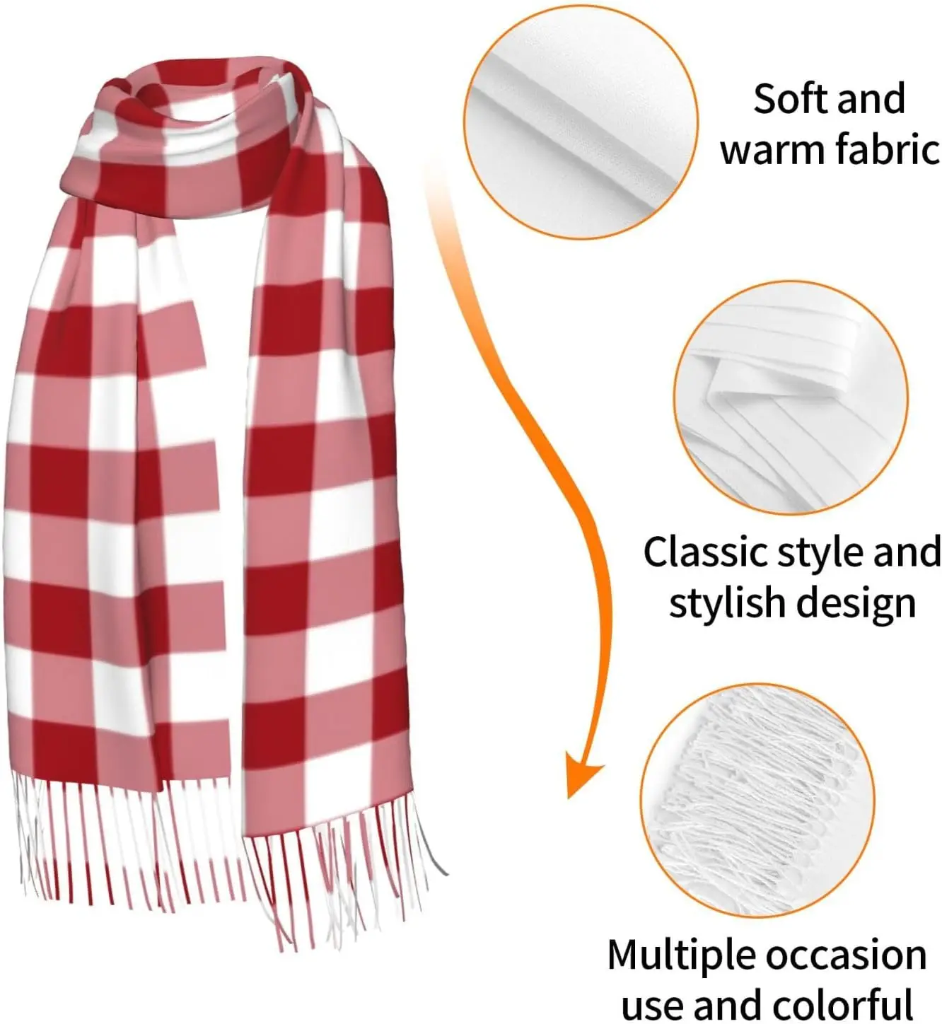 الكلاسيكية الأحمر والأبيض متقلب القماش القطني نمط تقليد الكشمير شرابة وشاح الشتاء وشاح الخريف أنعم الكلاسيكية الدافئة