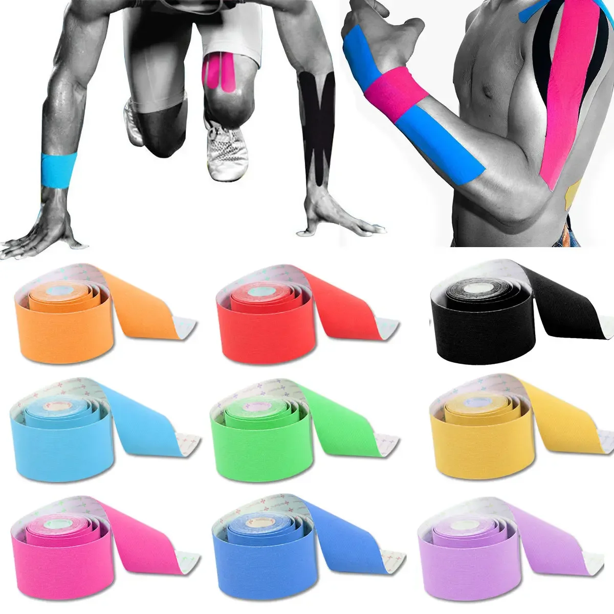 5M*5cm Sports Elastic Kinesiology Tape Bandage Sports Physio Muscle Pain Care Strain Injury Support Gym Therapeutic