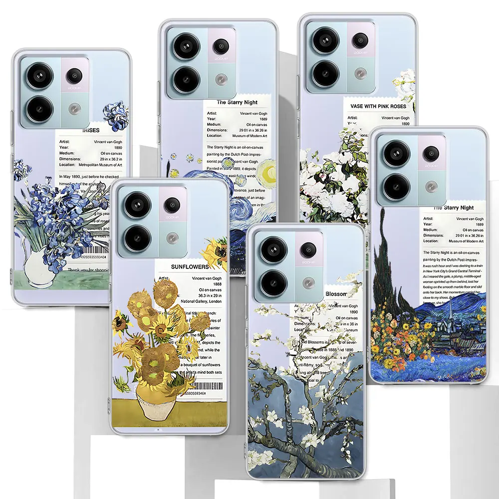 Van Gogh Sunflowers the Starry Night Art Case for Xiaomi Redmi Note 13 10 10S 9 11E 12 11 Pro Plus 11S 12S 11T 8 TPU Phone Cover