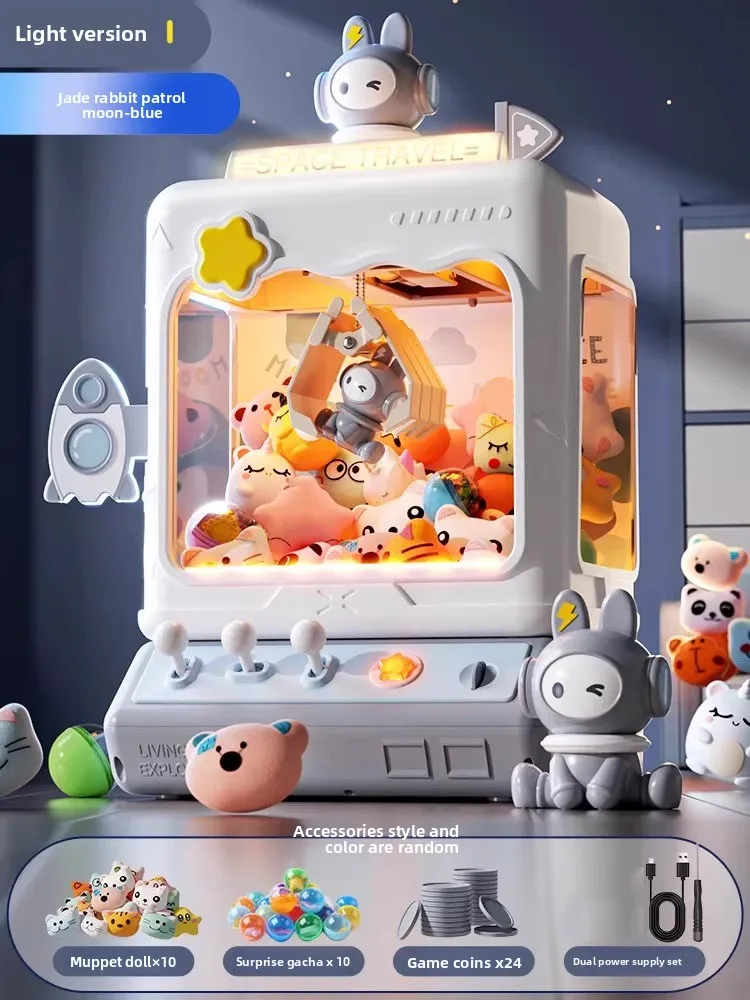 Rabbit Doll Machine Toy for Kids Mini Cartoon Claw Crane Machines with Light Music Children Toy Gifts Home Doll Grasping Machine