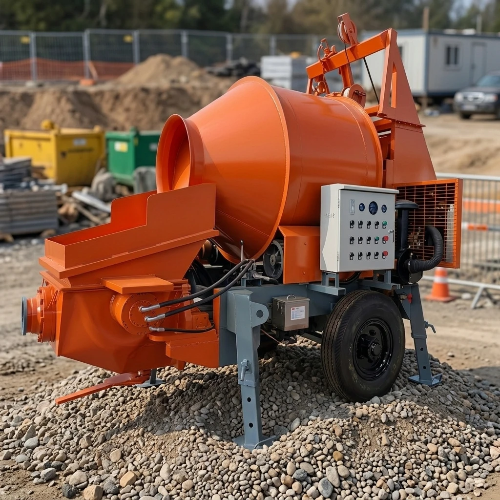 High Pressure Concrete Mixer Pump Integrated Drum Mixing Machine Horizontal 400m Conveying Distance Multi Color