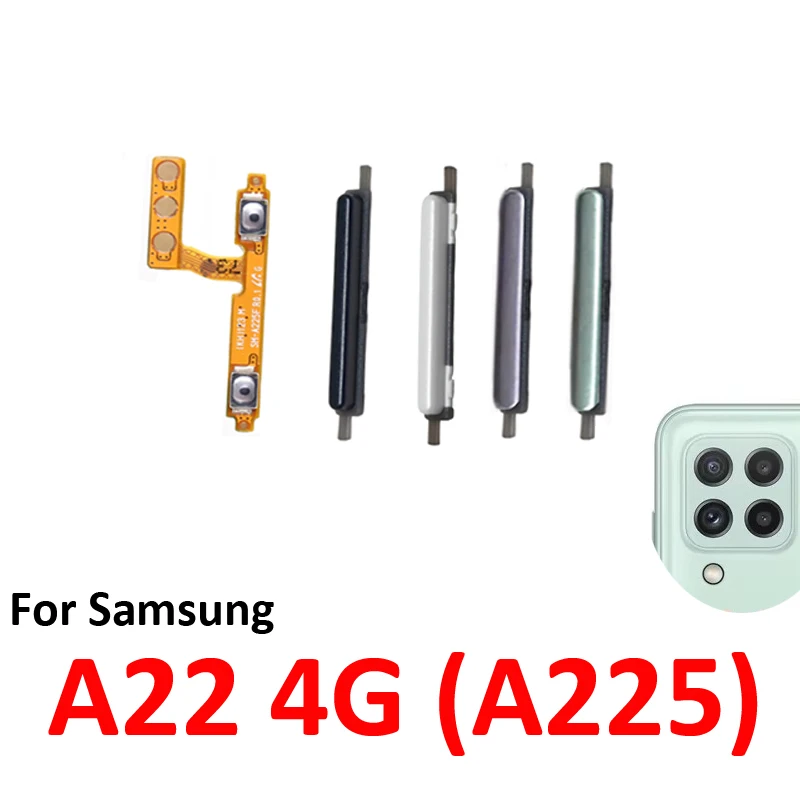 For Samsung Galaxy A22 4G A225 Phone New Volume Button Up Down External Key Internal Flex Cable Ribbon Replacement Repair Parts