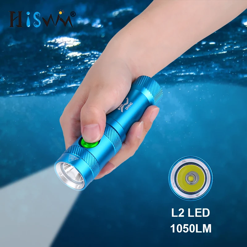 

HISWN DM006 Blue Mini Flashlight 1050LM Professional diving flashlight 18650 Battery Underwater Lantern scuba diving Light