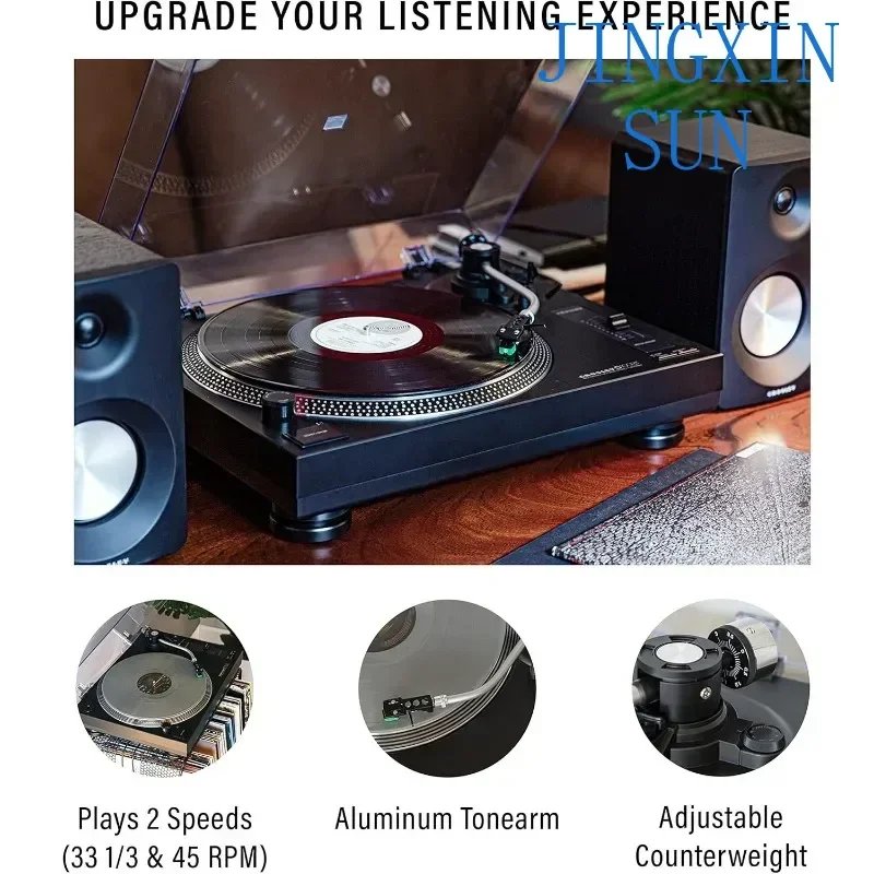 High Quality Commercial Black Belt-Drive Bluetooth Turntable Record Player for C100BT with Adjustable Counterweight