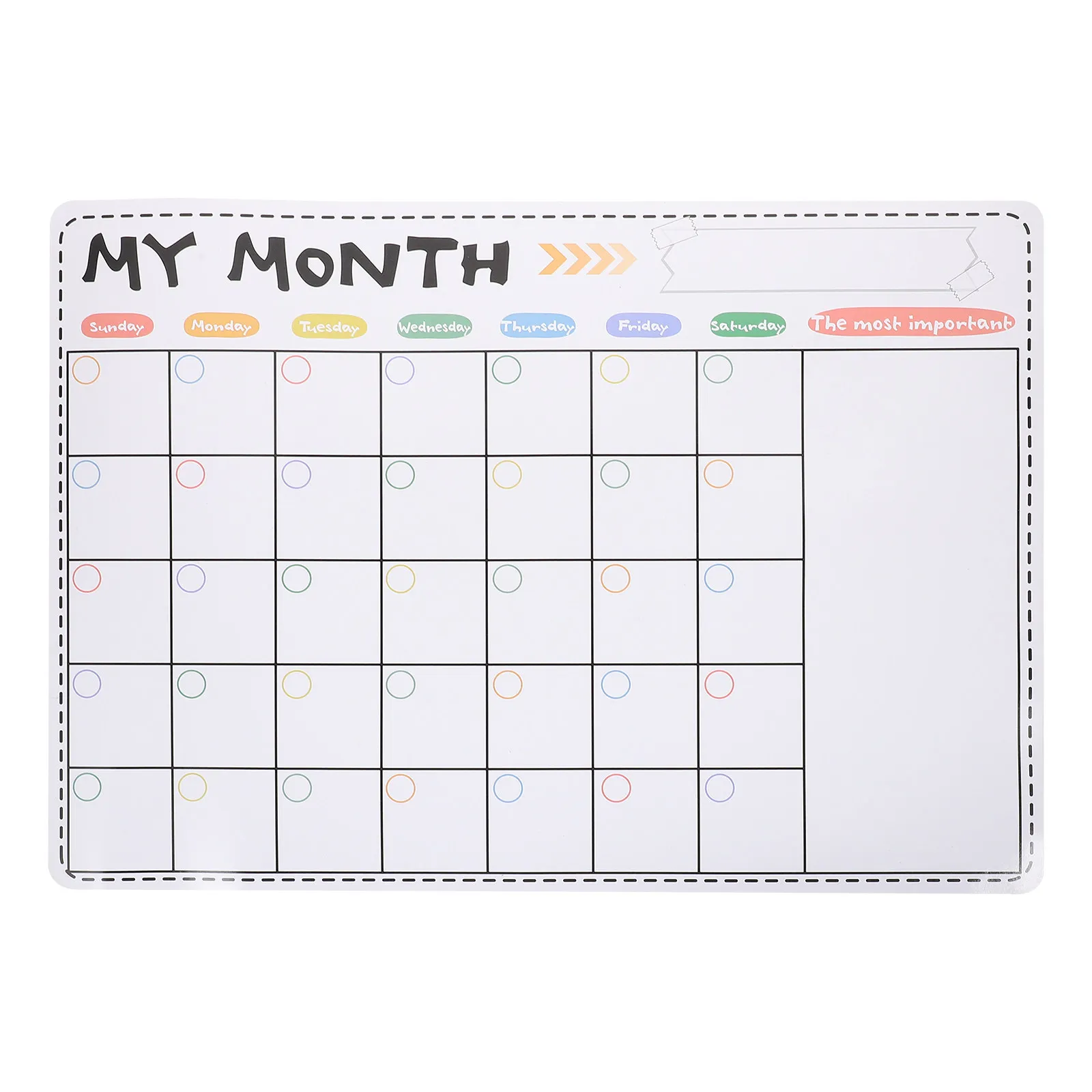 

Magnetic Whiteboard for Fridge High Gloss No Trace Monthly Message Board Household Schedule Note Magnetic Calendar Dry Erase
