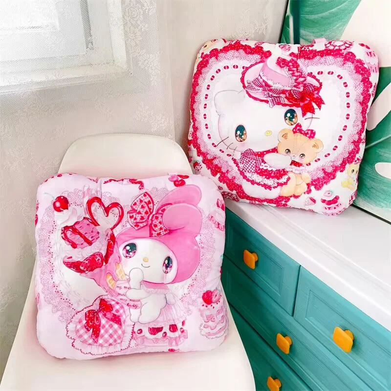 Sanrio Cartoon Printed Seat Cushion Kuromi My Melody Hello Kitty Cinnamoroll Sitting Cushion Chair Floor Warm Comfortable Girl