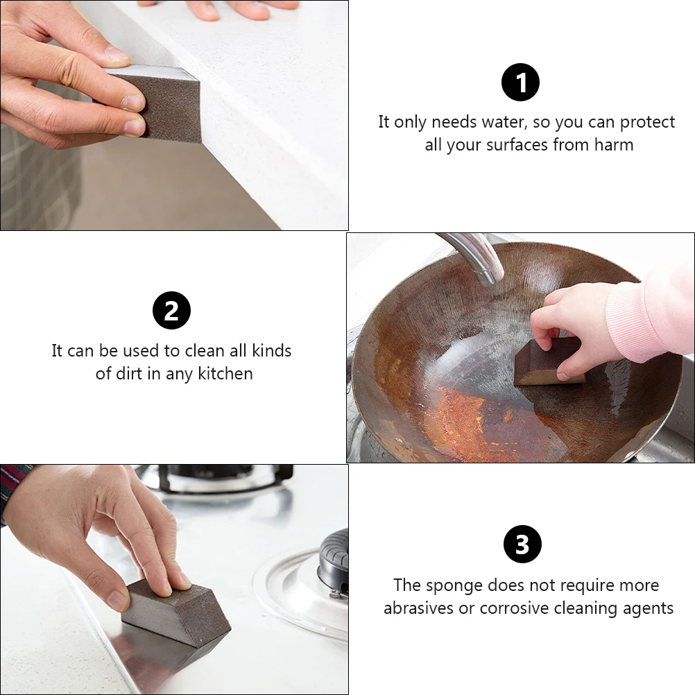

10pcs Emery Sponge Scrub Pads Cleaning Brush for Kitchen Rust Removal Portable Sanding Sponge Polishing Tools Pots Scissors