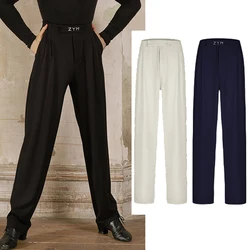 2024 Men Latin Dance Trousers Adult Male Cha Cha Rumba Ballrom Dance Clothes Competition Clothing Loose Practice Pants DNV21774