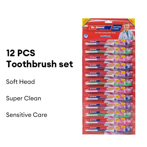 12pcs manual toothbrush with medium fur for oral cleaning, affordable for adults and families