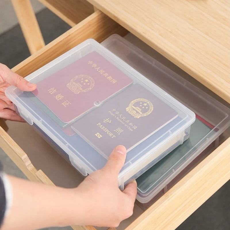 S/M/L Plastic File Storage Box Organization Transparent Square Storage Box A4 Organization Box Desktop Dust-proof Storage Box