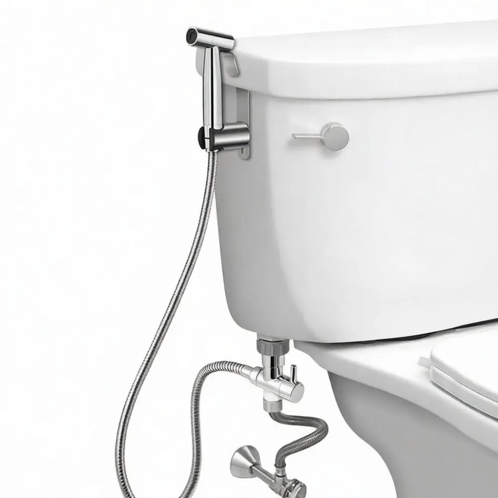 Toilet Bidet Spray Angle Valve One In Two Out Diverter Copper Bathroom Sprayer Kit Modern Handheld Cleaning Shower Head