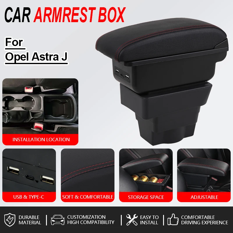 

Armrest For Opel Astra J For Opel GTC 3-door 2015 Car Console Black Armrest Storage Box Interior Design Car Accessories