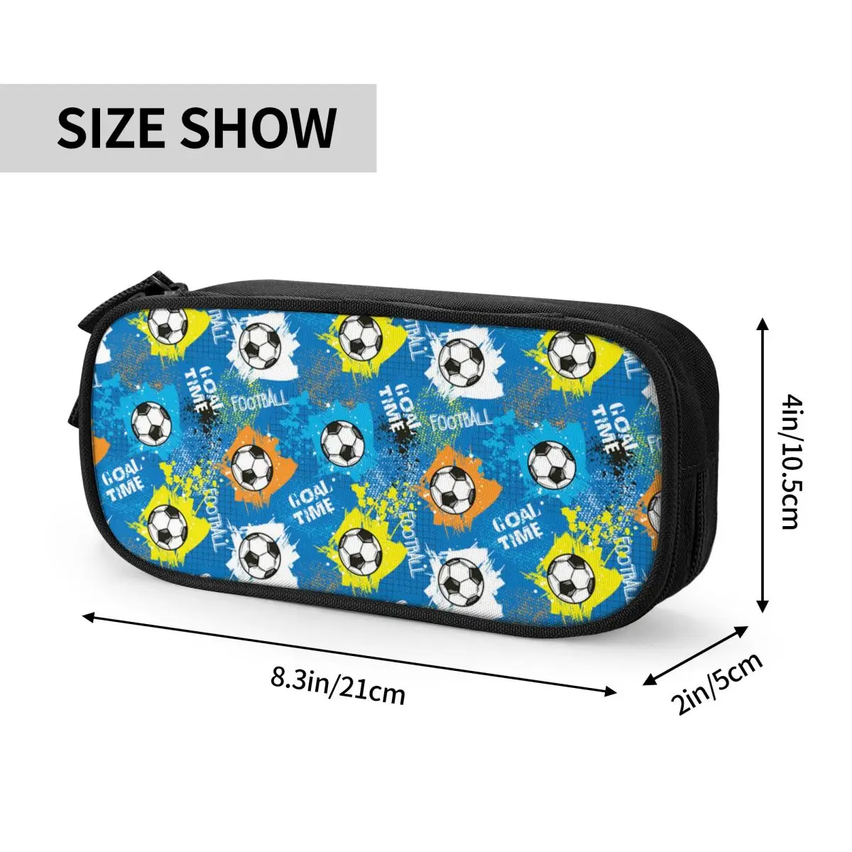 Football Graffiti Pattern Pencil Cases for Students School Pen Box Pencil Bag Large Storage Pencil Pouch