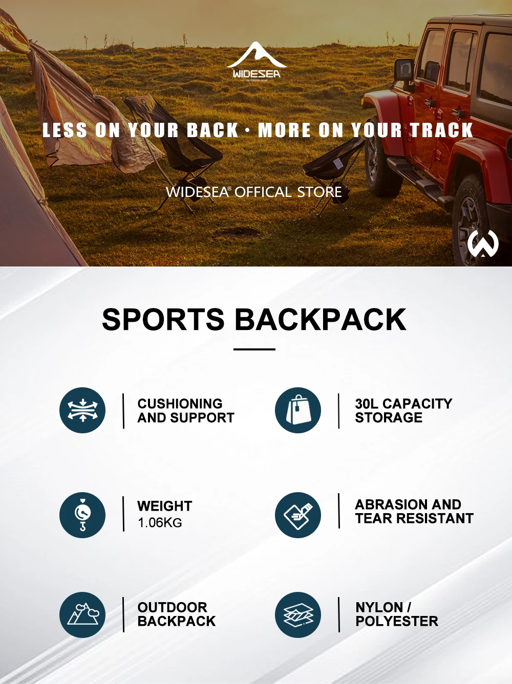 Widesea Camping Klettern Rucksäcke Sport Wasserdichte Umhängetasche Werkzeug Zubehör Reise Rucksack Camping Ausrüstung Liefert – Detail 1