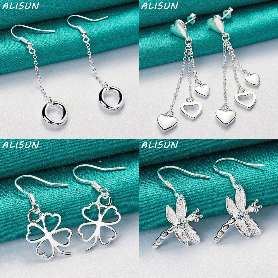 

ALISUN 925 Sterling Silver Geometric Drop Earrings For Women Anniversary Gift Popular Wild Fashion Romantic Jewelry