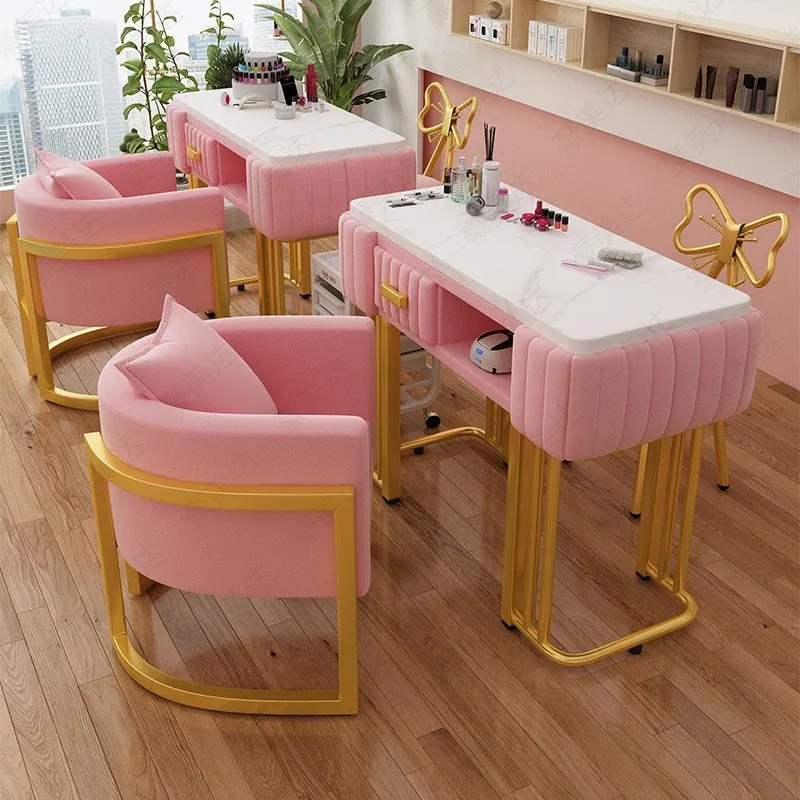 Tavolo da Manicure giapponese Simple Ins Manicure Shop tavolo e sedia Set Nordic Light Luxury Single Double Professional Nail Tables