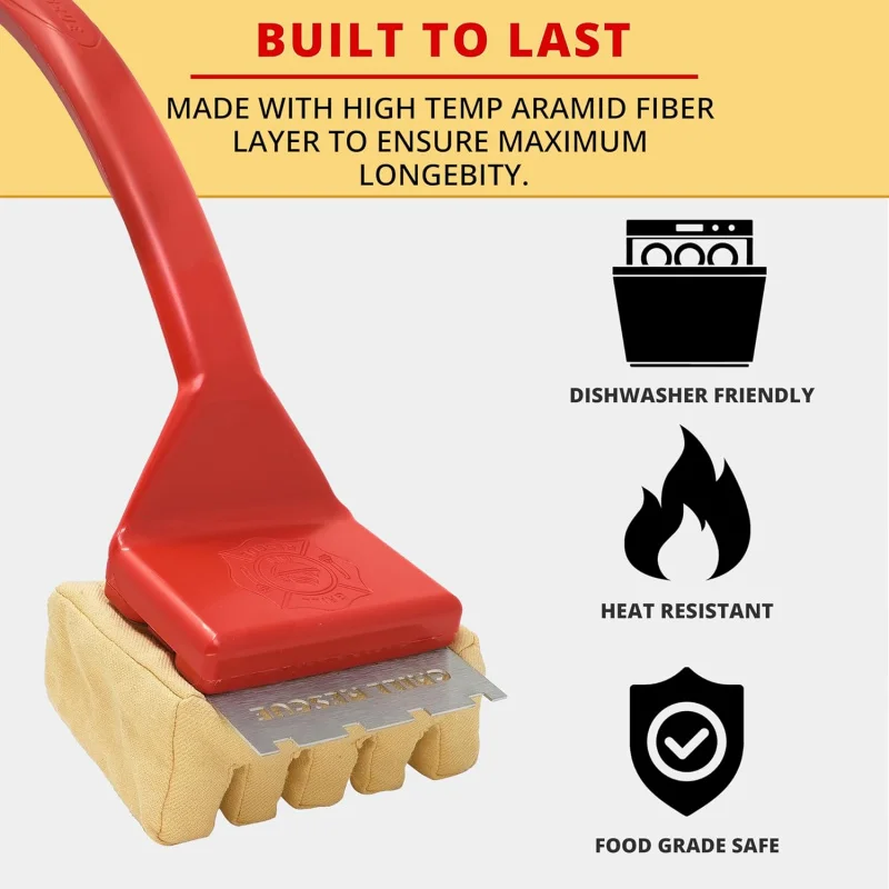 BBQ Replaceable Scraper Cleaning, Bristle Free - Durable and Unique Scraper Tools for Cast Iron or Stainless-Steel Grates,