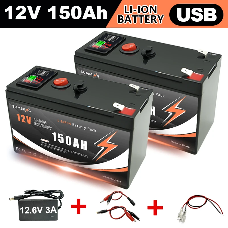 

12V 150Ah Lithium LiFePO4 Deep 4000+ Cycles Battery Rechargeable Battery for Solar/Wind Power,Small UPS,Lighting,Power Wheels