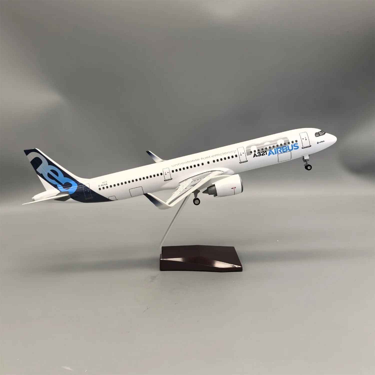 

1/100 Scale Plane Model A321 neo Prototype 44CM Resin Toy plane With LED Light (Touch or Sound Control) for Collections Decor