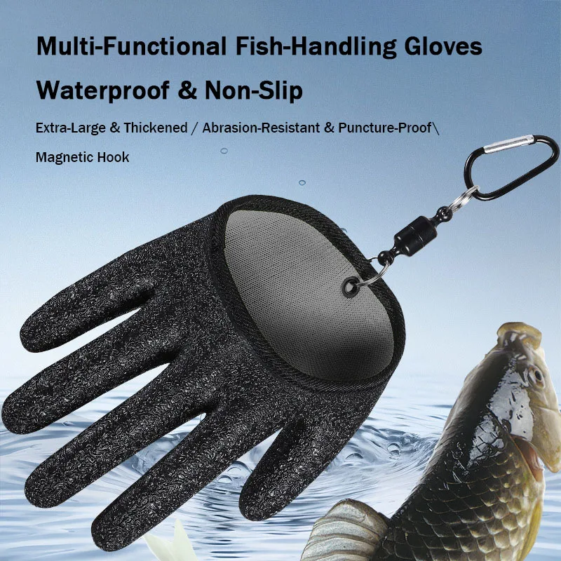 Fishing Catching Gloves Large Full Finger Magnet Clip Release Non slip Waterproof Anti-slip Fishing Gloves Outdoor Protect Hand