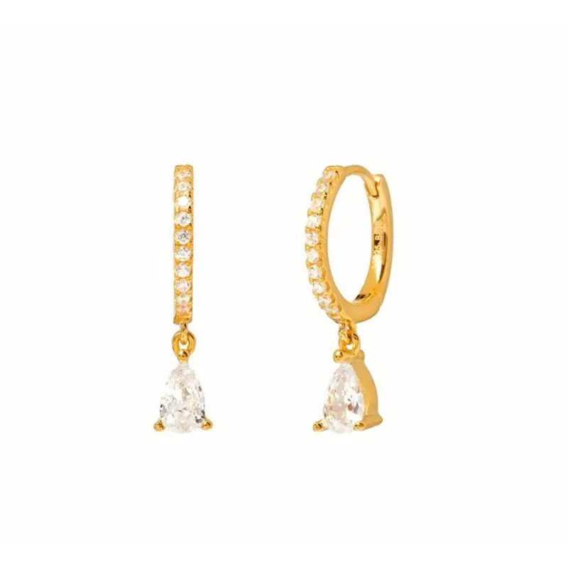 Women Multi Color CZ Drop Earrings Gold Plated Cute Girls Hoop Earrings Geometric Cubic Zirconia Earrings Jewelry Gift image 5