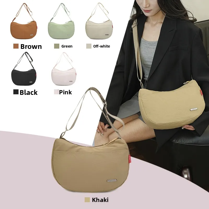 2025 Women's Oxford Cloth Messenger Bag - Stylish Crossbody Purse for Work/Travel, Durable Textured Handle, Trendy Solid Color