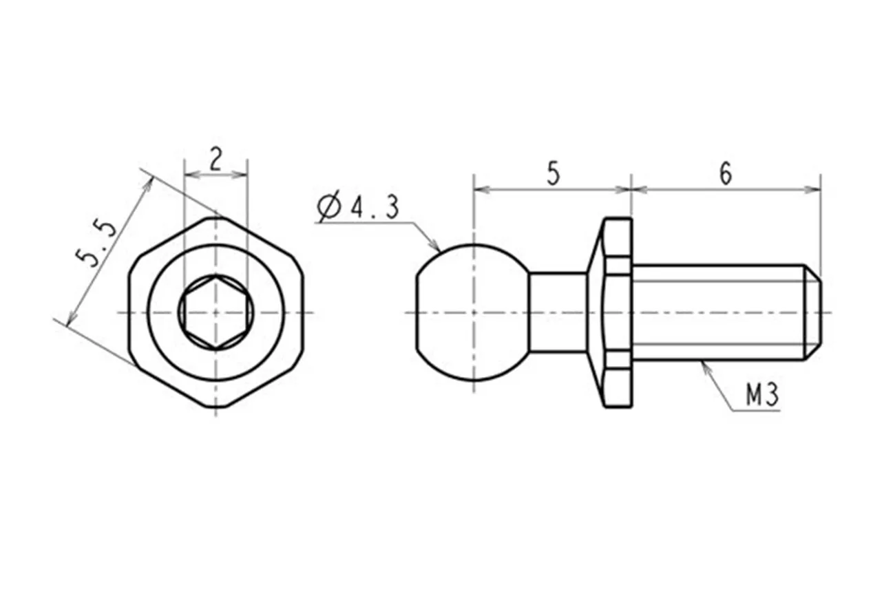 REVED RT-006S/M/L/SN/LN/SS SPM Titanium Ball Stud Φ4.3mm Ball Stud FOR YOKOMO YD-2  MC-1 DI