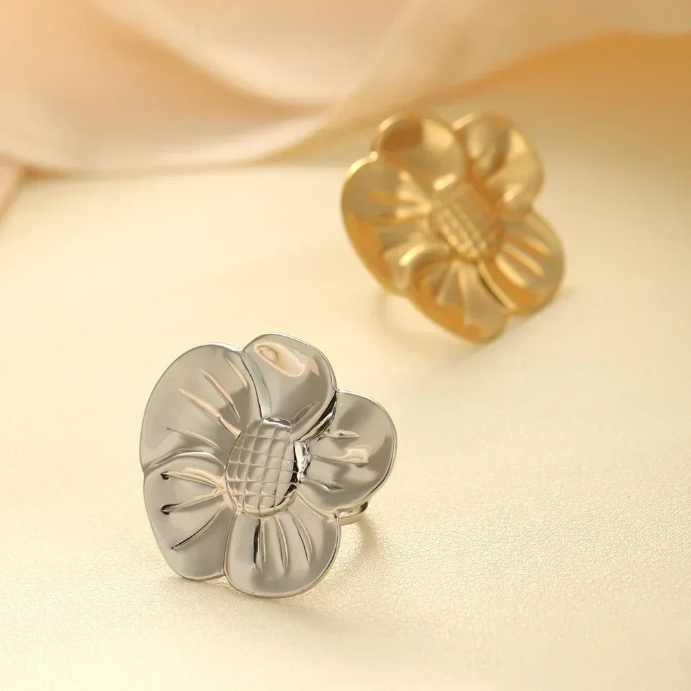 Personalized Ring Stainless Steel Heart Flower Butterfly Adjustable Rings for Women Fashion Single Party Ring Anillos Steampunk