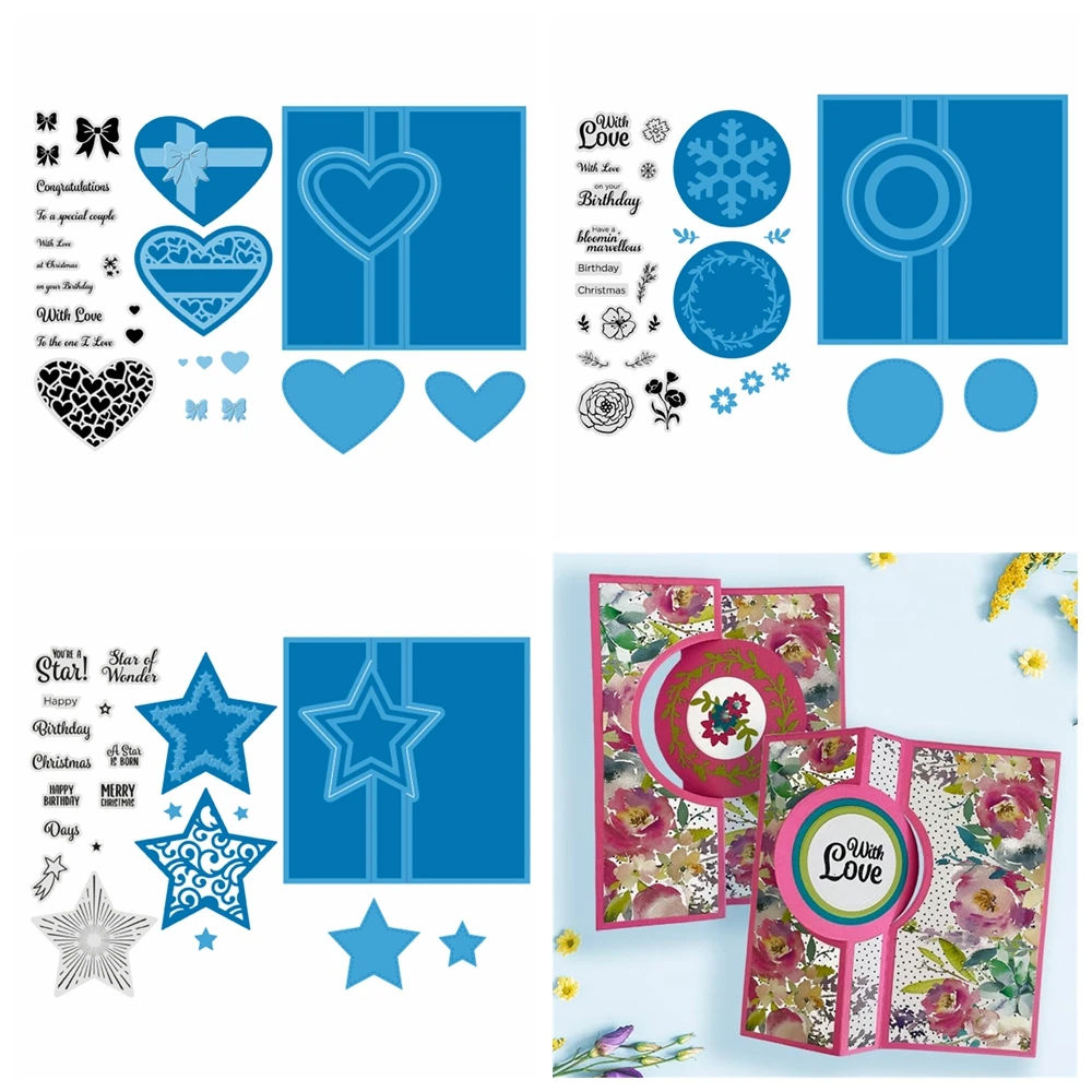Herz perfekte Flips Metalls chneid werkzeuge und klare Stempel Valentinstag Kreis Silikons tempel für DIY Scrapbooking-Karten machen