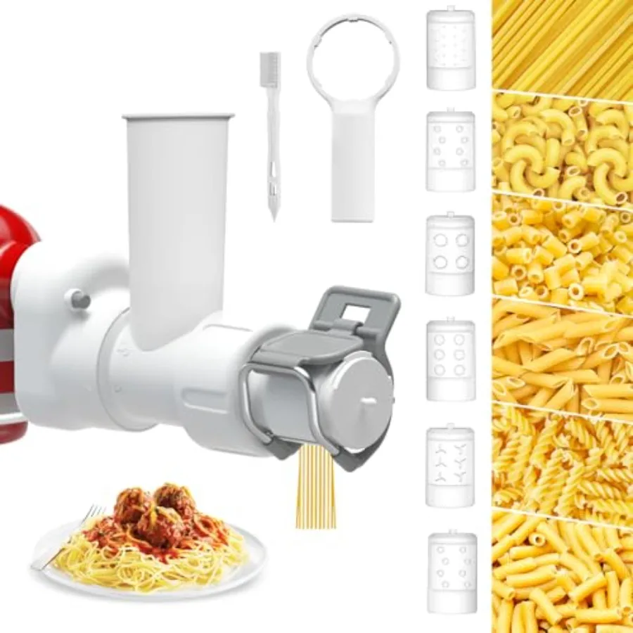 

Pasta Maker Attachment for Kitchenaid Stand Mixer with 6 Different Shapes of Pasta Outlet, Durable for Kitchenaid Accories and