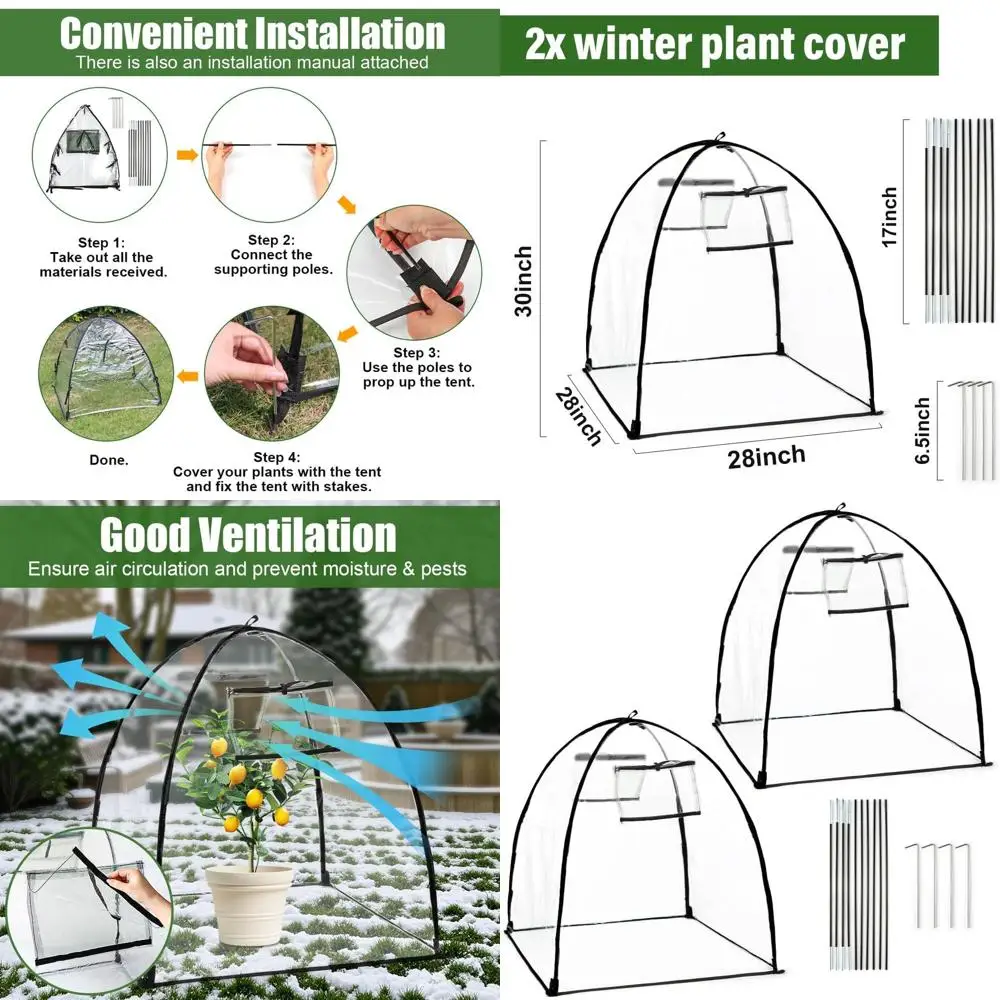 

Frost-Resistant Outdoor Plant Covers, Animal-Proof Garden Cloches, Reusable Greenhouse for Shrubs, Clear 2-Pack Fruit Protectors