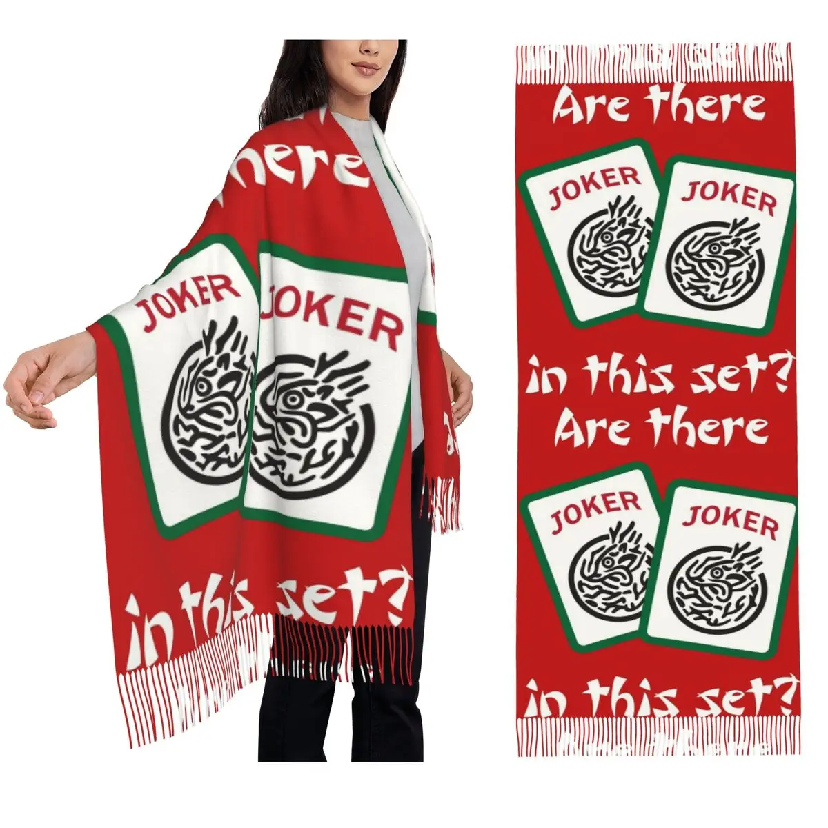 

Mahjongg - Are There Jokers In This Set Scarf Tassel Scarves Women Soft Warm Shawls and Wraps Large Fall Winter Shawl Wrap