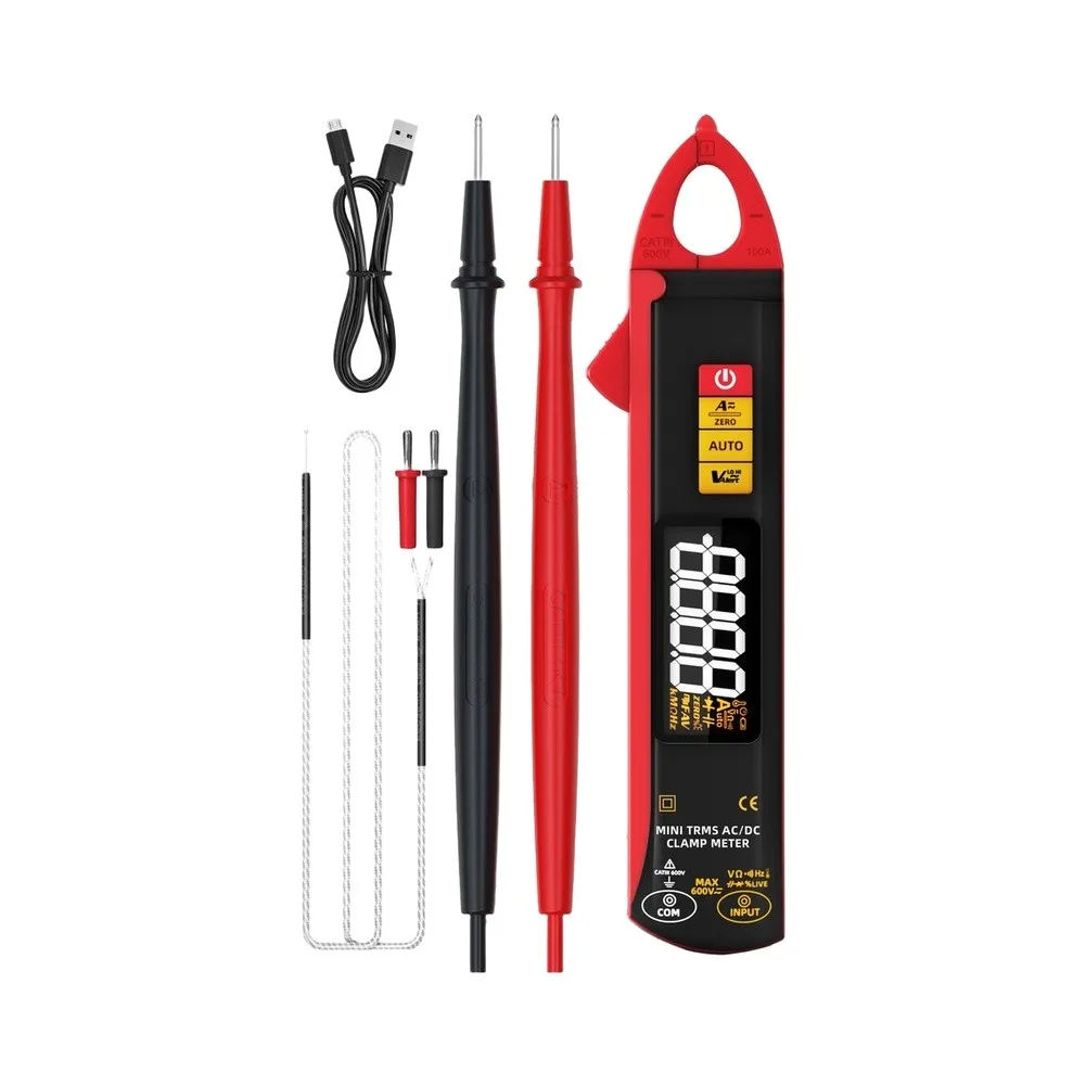 Portable Digital Clamp Multimeter, 100‑Amp Non‑Contact Voltage Detector With LCD Screen For Household Circuit Maintenance