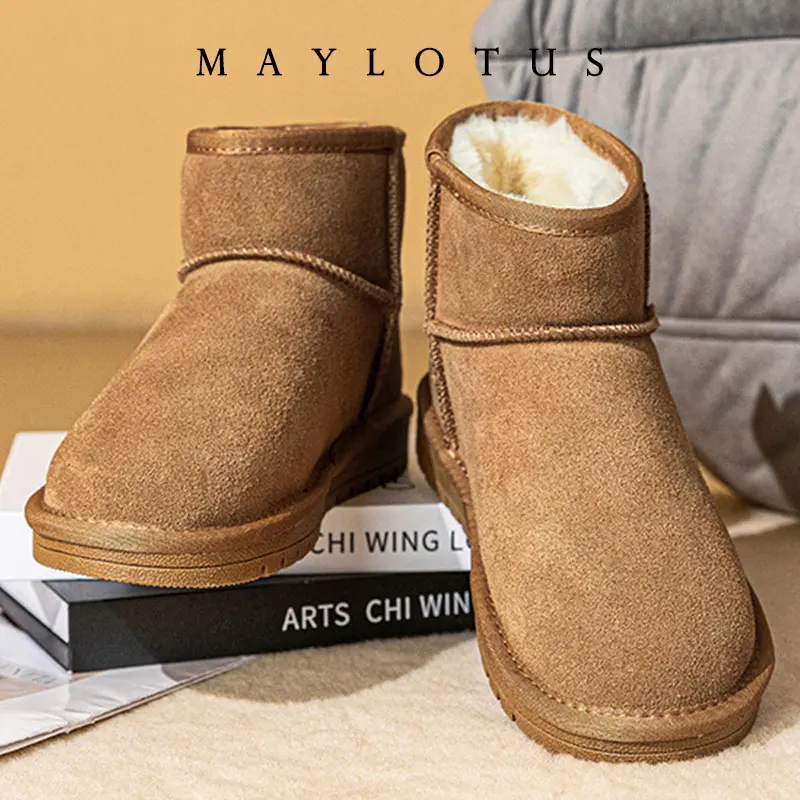 New Unisex Winter Women Man Snow Boots Design Mini Warm Low-cut Fur Flats Shoes Ladies Short Boot