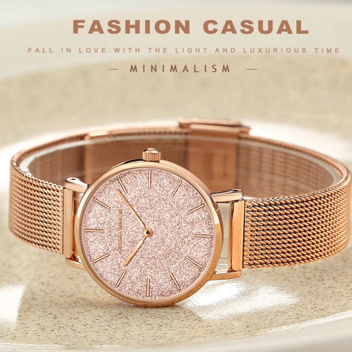 Sahara Desert Dial New Design 2021 Top Brand Luxury Japan Quartz Wristwatch Stainless Steel Rose Gold Waterproof Watch for Women