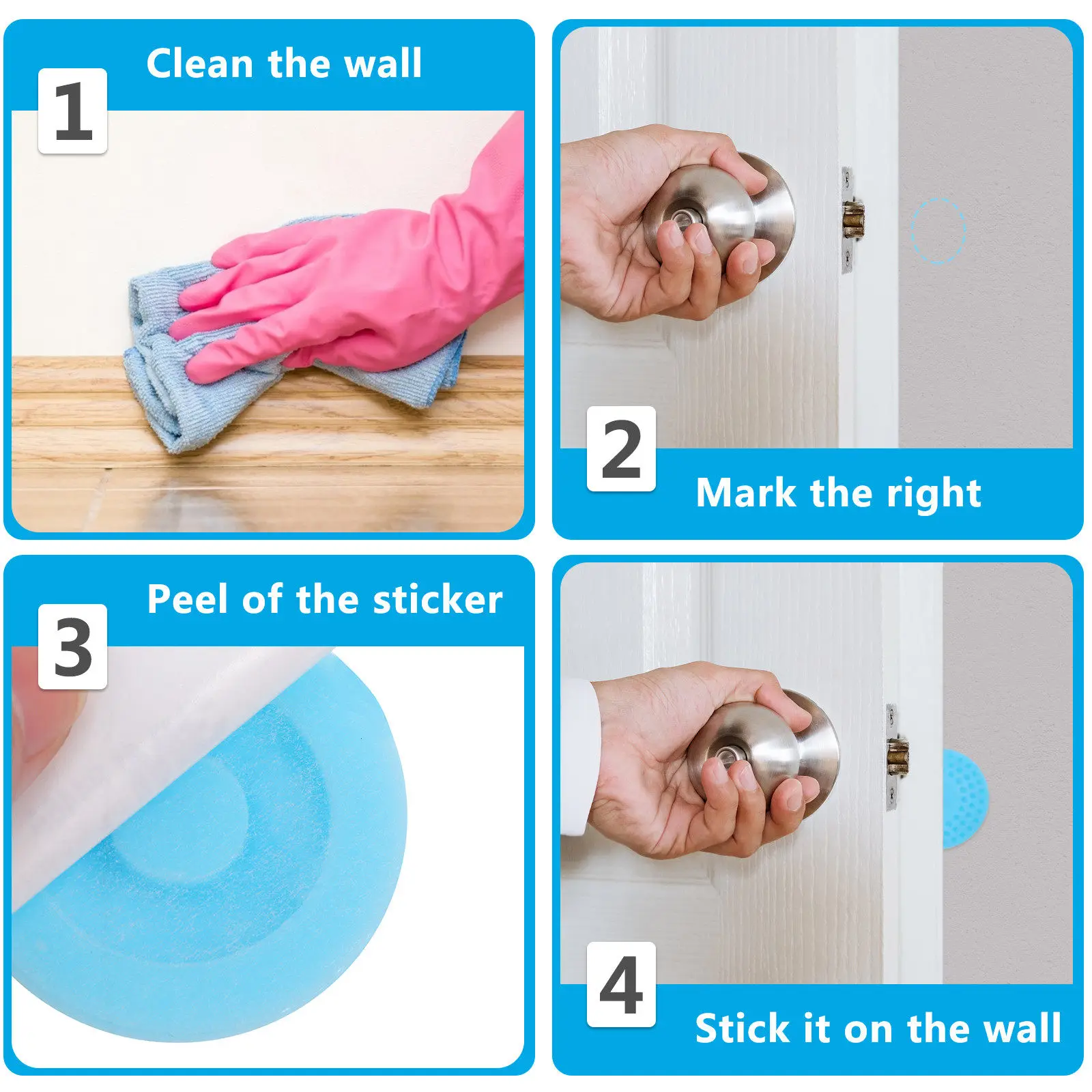 5Pcs Door Bumper Guard Crash Cushions Self Adhesive Door Knob Stopper Protector Wall Protector Pad for Home Furniture Protection
