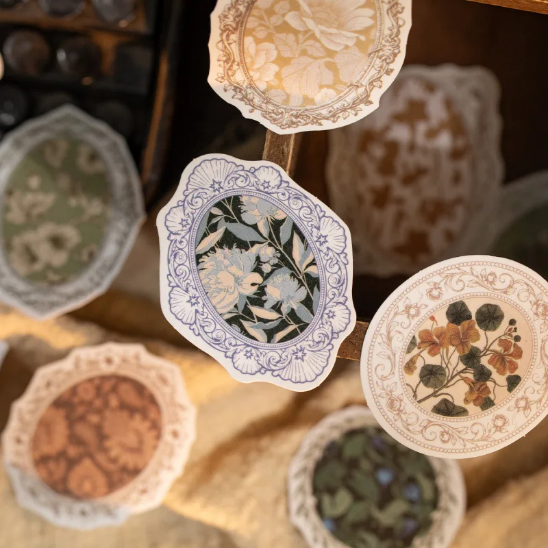 

40-Piece Vintage European Floral Pattern Sticker Pack, Assorted Retro Designs & Easy Peel, Great for Gift Wrapping & Card Making