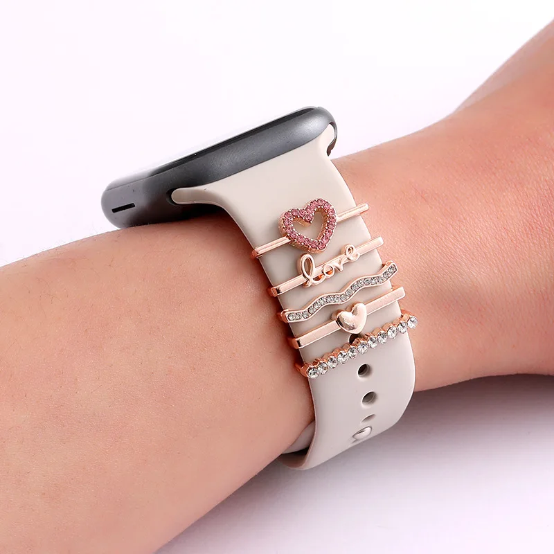 

Новое поступление подходит для Apple Watch, силиконовый ремешок, декоративное кольцо, декоративный ремешок с пряжкой для ногтей