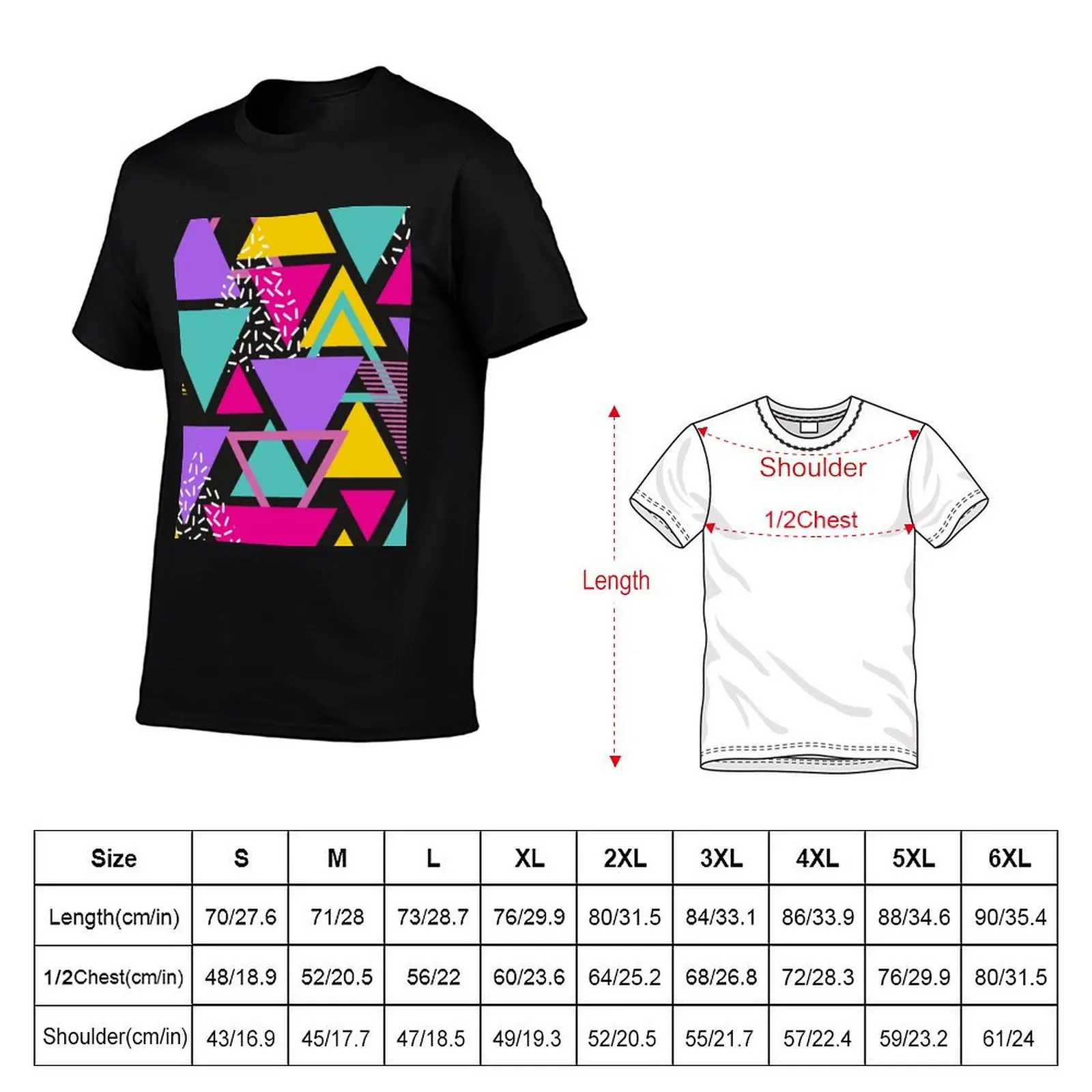 Memphis Triangles T-Shirt kawaii clothes essential t shirt Men's cotton t-shirt