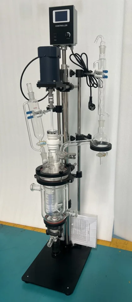 Lab high pressure 1L bioreactor chemical glass reactor