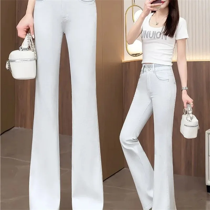

Micro-Trumpet Jeans Pants Women's New Slim Spring Autumn 2025 New High Waist Cowboy Trousers Female Elastic Harem Cowboy Pants