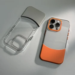 Transparent Crystal Hit Color 2 in 1 Phone Case for iPhone 16 17 17pro max 15 16pro 14 Pro 13 12 Clear Ultrathin Hard PC Cover