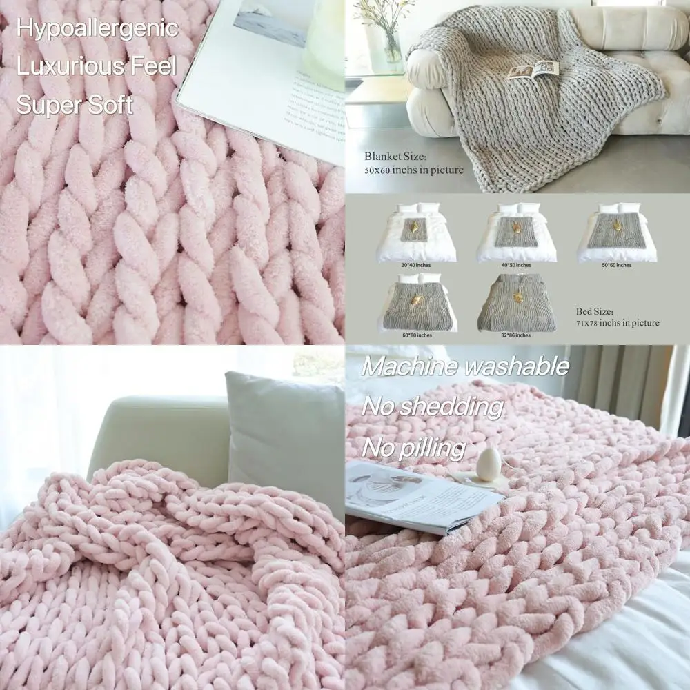 

Handcrafted Plush Fleece Blanket (50x60), Cozy Light Pink Throw for Couch or Bed, Breathable Christmas Decor