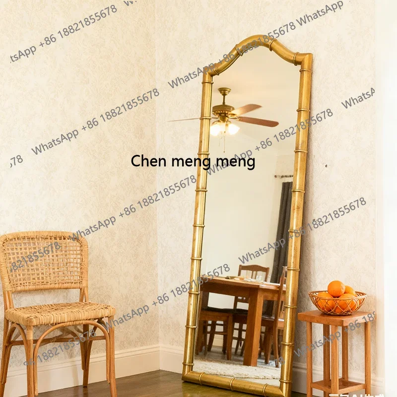 

promotion French bamboo full body mirror wall mounted American floor dressing mirror European style bedroom cloakroom fitting mi